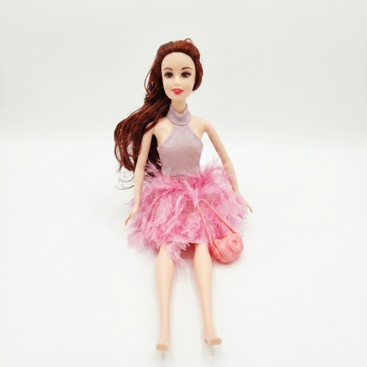 Muñeca De Moda Vestido Felpa Y Bolso Cámara