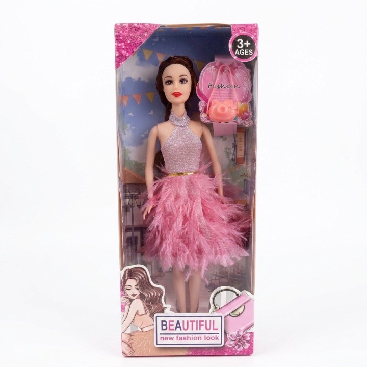 Muñeca De Moda Vestido Felpa Y Bolso Cámara