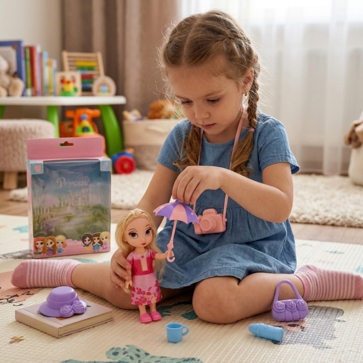 Mini Muñeca Princesa De Viaje Con Set De Accesorios