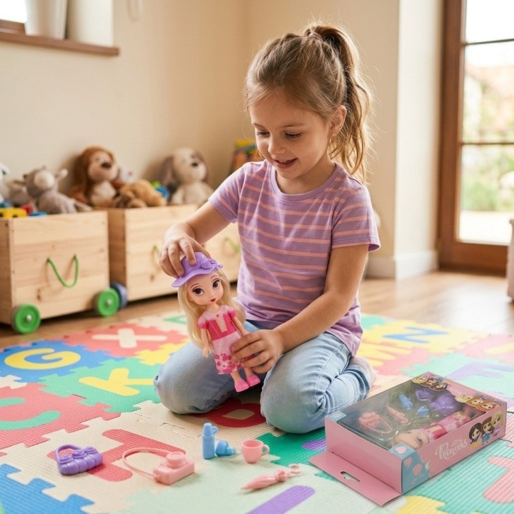 Mini Muñeca Princesa De Viaje Con Set De Accesorios