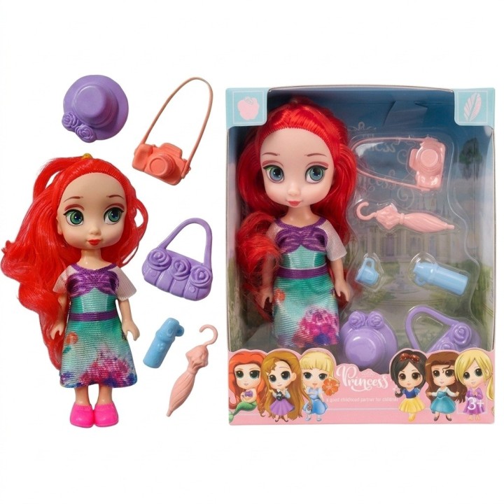 Mini Muñeca Princesa De Viaje Con Set De Accesorios