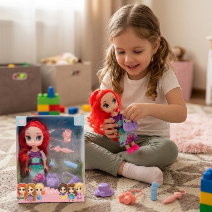 Mini Muñeca Princesa De Viaje Con Set De Accesorios