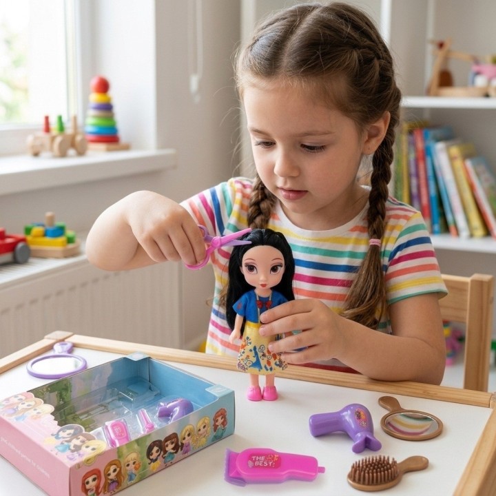 Muñeca Estilo Princesa Con Set De Peluquería Infantil