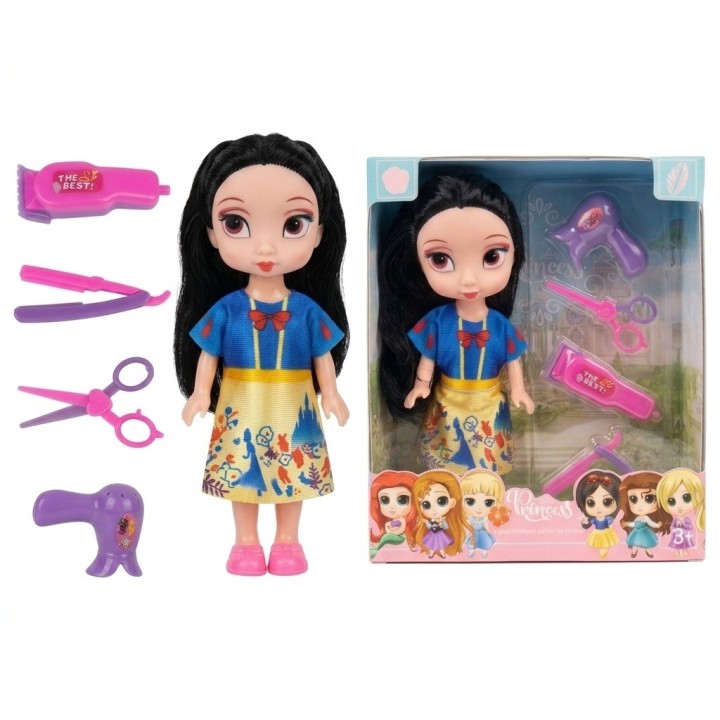 Muñeca Estilo Princesa Con Set De Peluquería Infantil