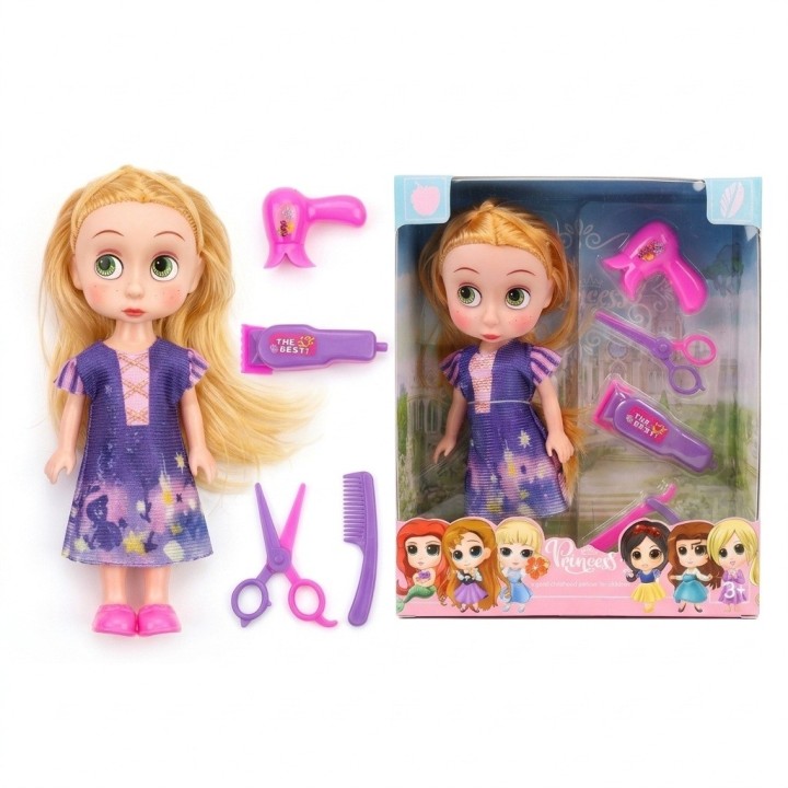 Muñeca Estilo Princesa Con Set De Peluquería Infantil