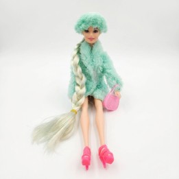 Muñeca Fashion Trenza Extra Larga Abrigo Y Accesorios