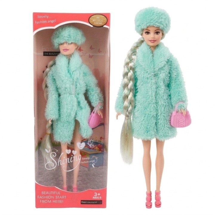 Muñeca Fashion Trenza Extra Larga Abrigo Y Accesorios