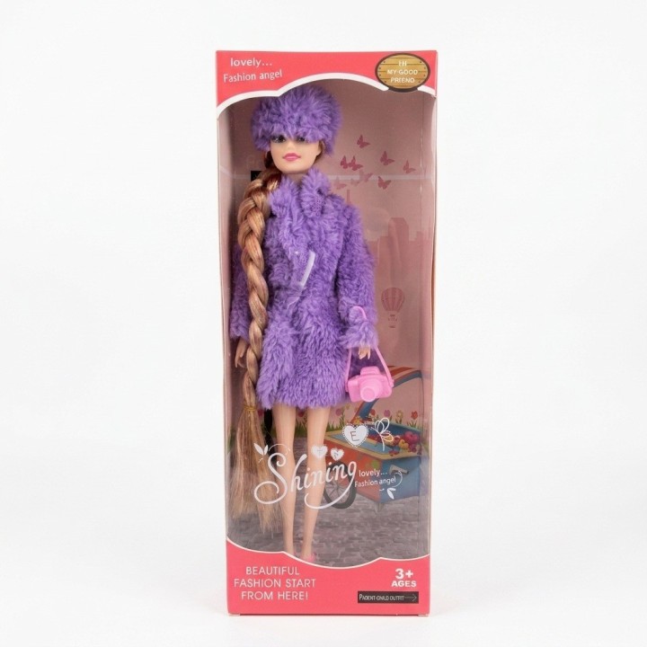 Muñeca Fashion Trenza Extra Larga Abrigo Y Accesorios