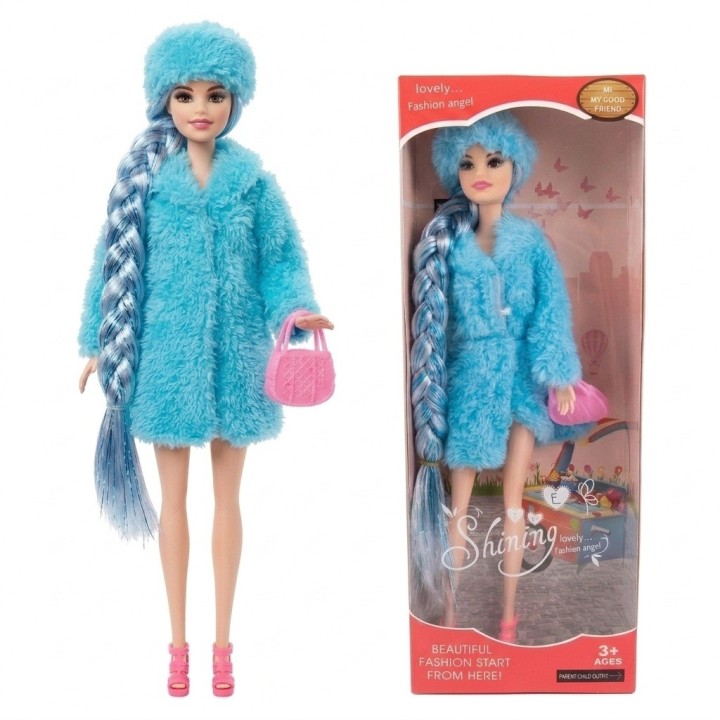Muñeca Fashion Trenza Extra Larga Abrigo Y Accesorios