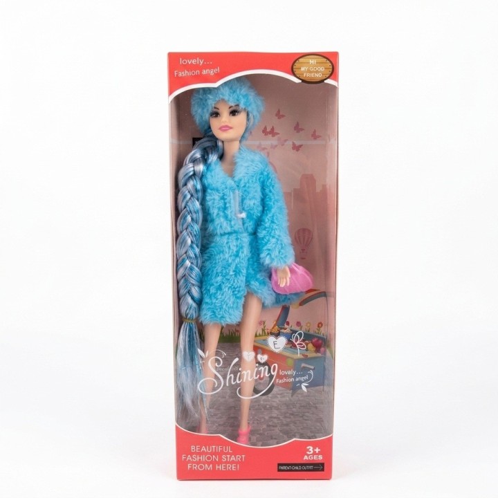 Muñeca Fashion Trenza Extra Larga Abrigo Y Accesorios