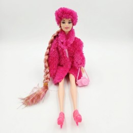 Muñeca Fashion Trenza Extra Larga Abrigo Y Accesorios