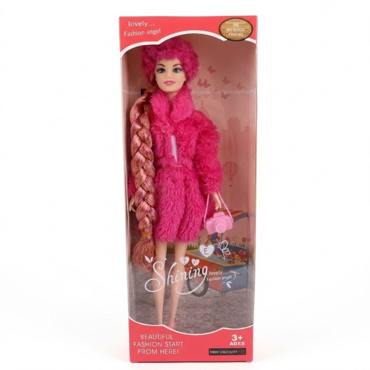 Muñeca Fashion Trenza Extra Larga Abrigo Y Accesorios