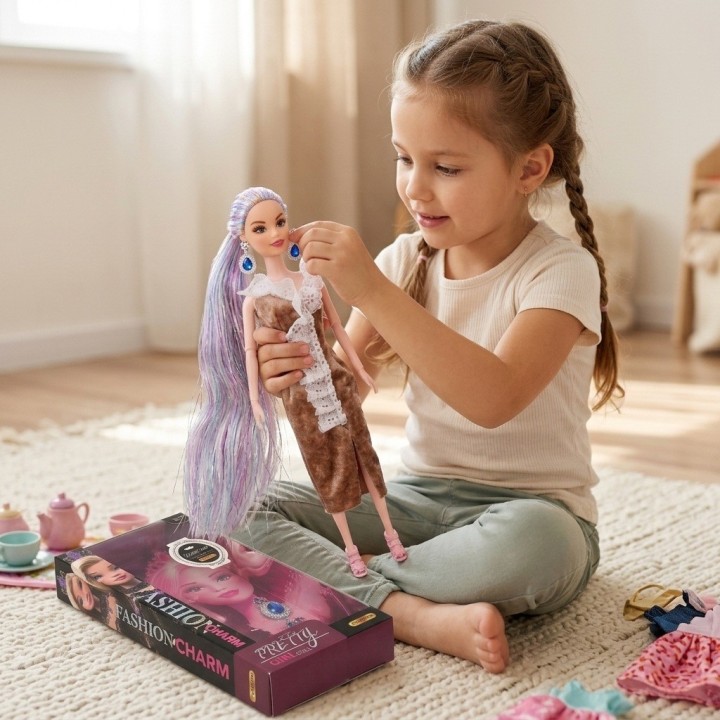 Muñeca Articulada Cabello Extra Largo + Accesorios
