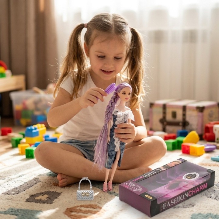 Muñeca Articulada Cabello Extra Largo + Accesorios