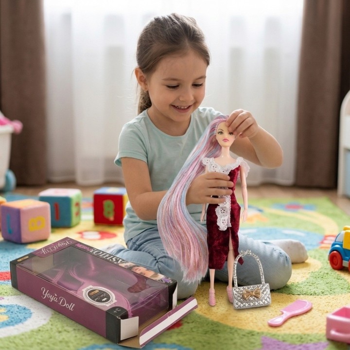 Muñeca Articulada Cabello Extra Largo + Accesorios