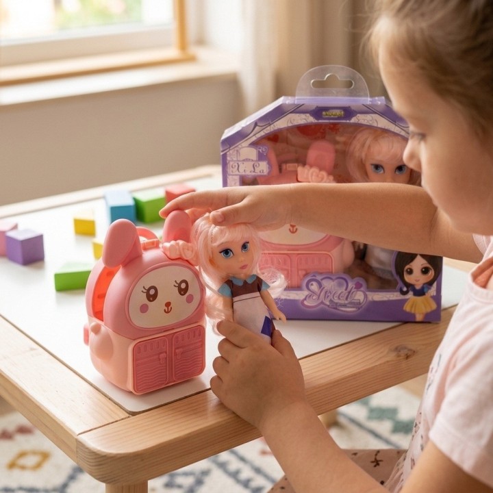 Muñeca Coleccionable Con Morral Maleta De Conejo