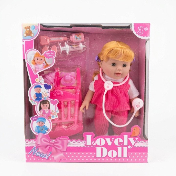 Set Muñeca Lovely Doll Doctora Con Cuna Y Kit Médico