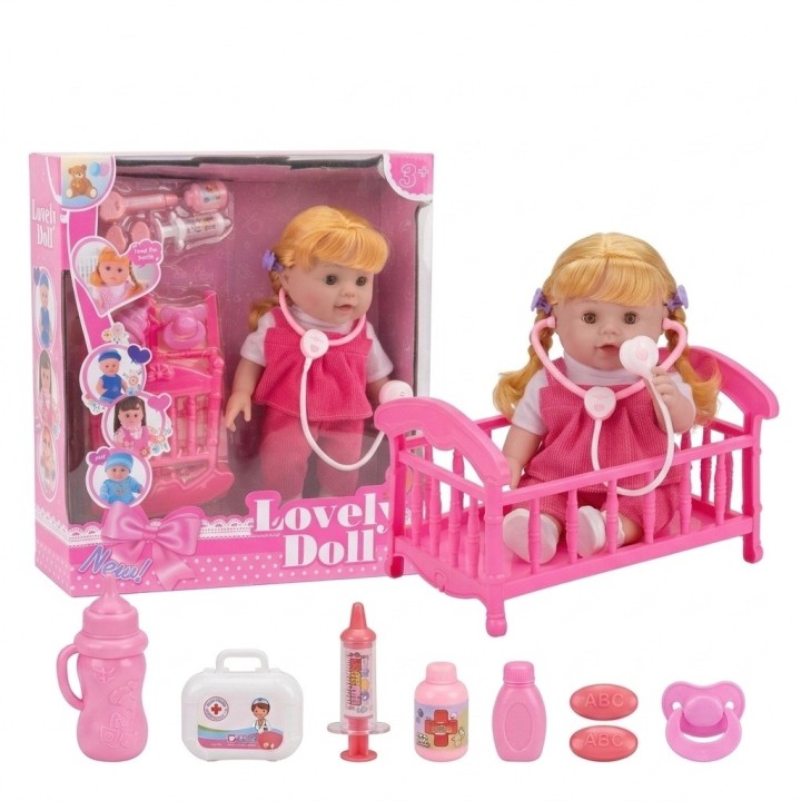 Set Muñeca Lovely Doll Doctora Con Cuna Y Kit Médico