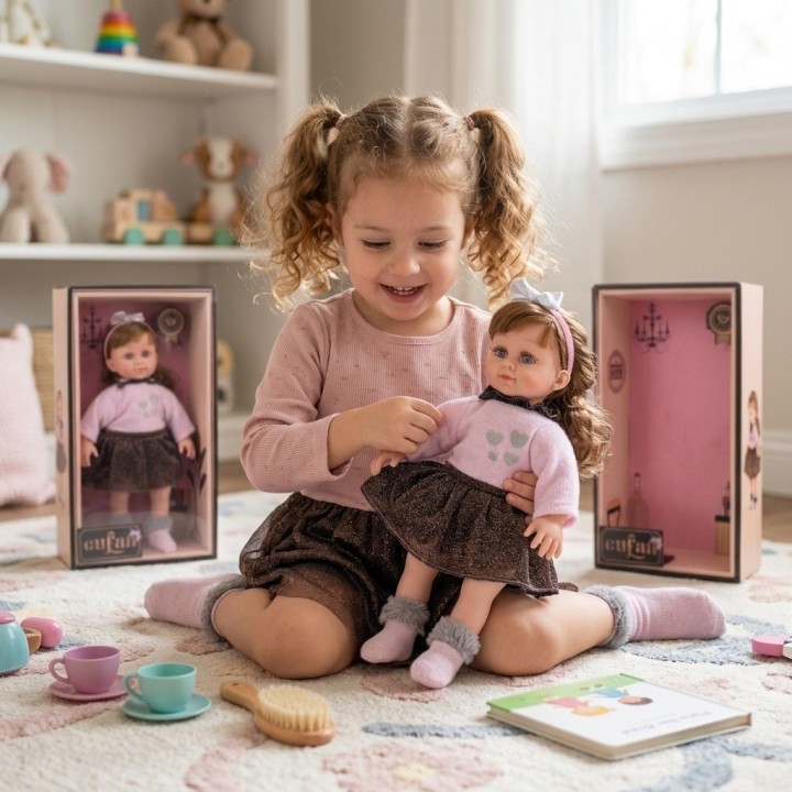 Muñeca Realista Cufan Niña Con Suéter Y Falda Brillante