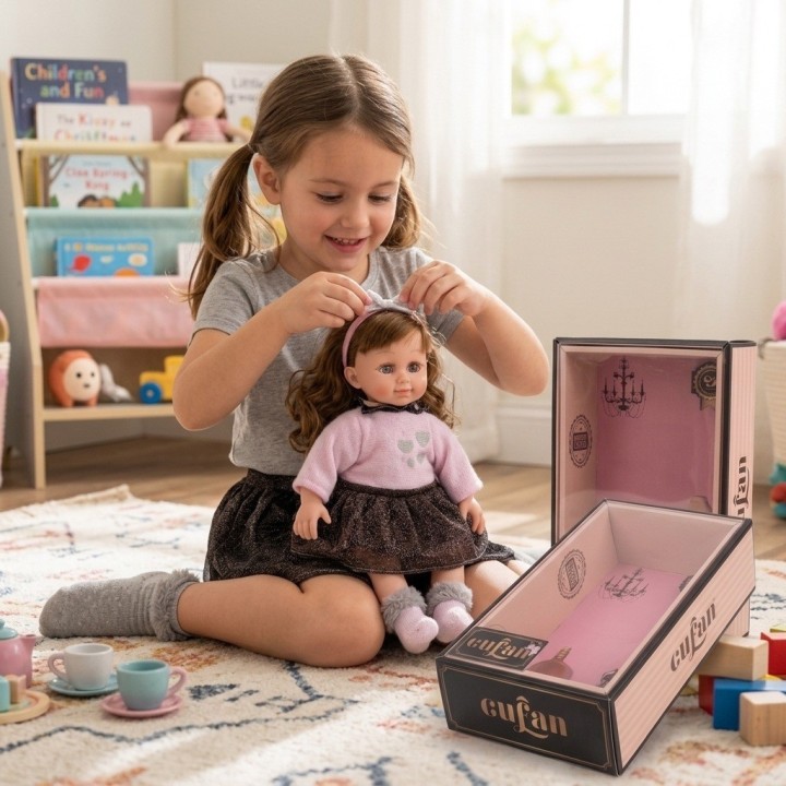 Muñeca Realista Cufan Niña Con Suéter Y Falda Brillante