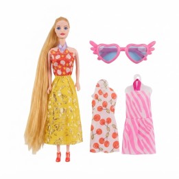 Set Muñeca Your Surprise Cabello Largo + Ropa Y Gafas