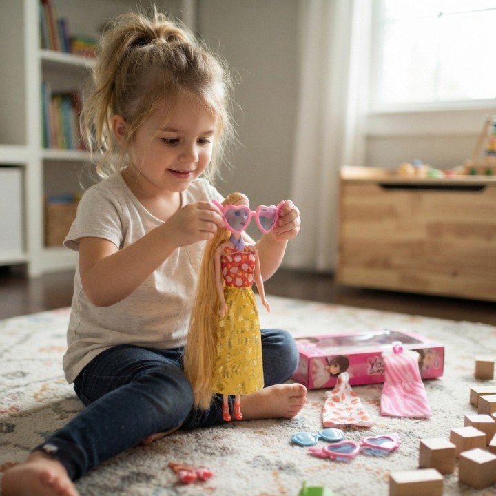 Set Muñeca Your Surprise Cabello Largo + Ropa Y Gafas
