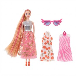 Set Muñeca Your Surprise Cabello Largo + Ropa Y Gafas