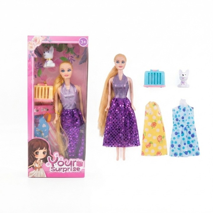 Set Muñeca Your Surprise Con Perrito Y Vestidos