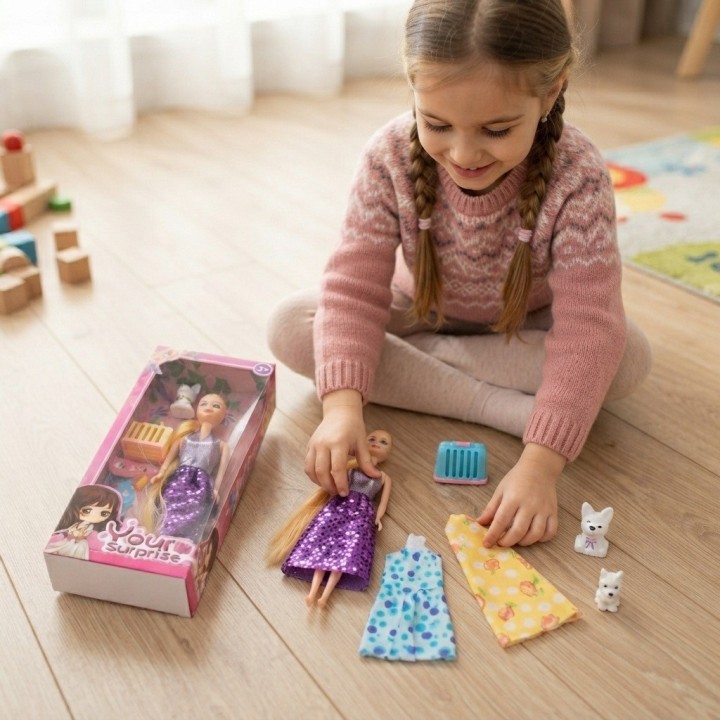 Set Muñeca Your Surprise Con Perrito Y Vestidos