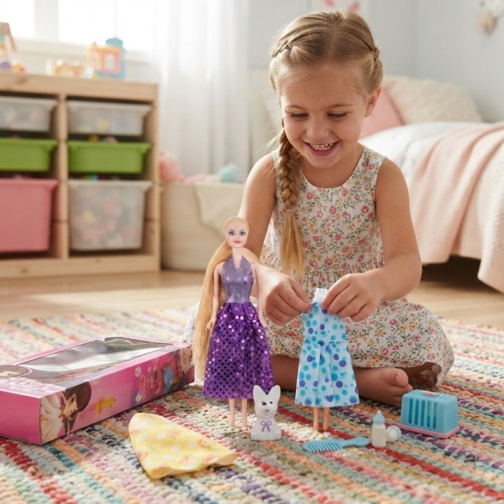 Set Muñeca Your Surprise Con Perrito Y Vestidos