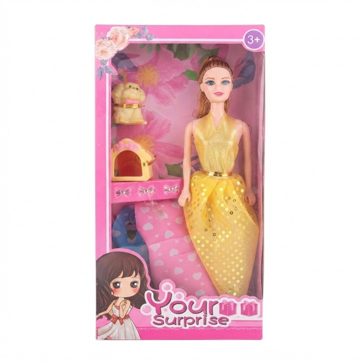 Set Muñeca Your Surprise Con Perrito Y Vestidos