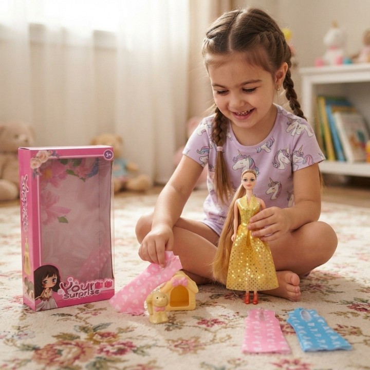 Set Muñeca Your Surprise Con Perrito Y Vestidos