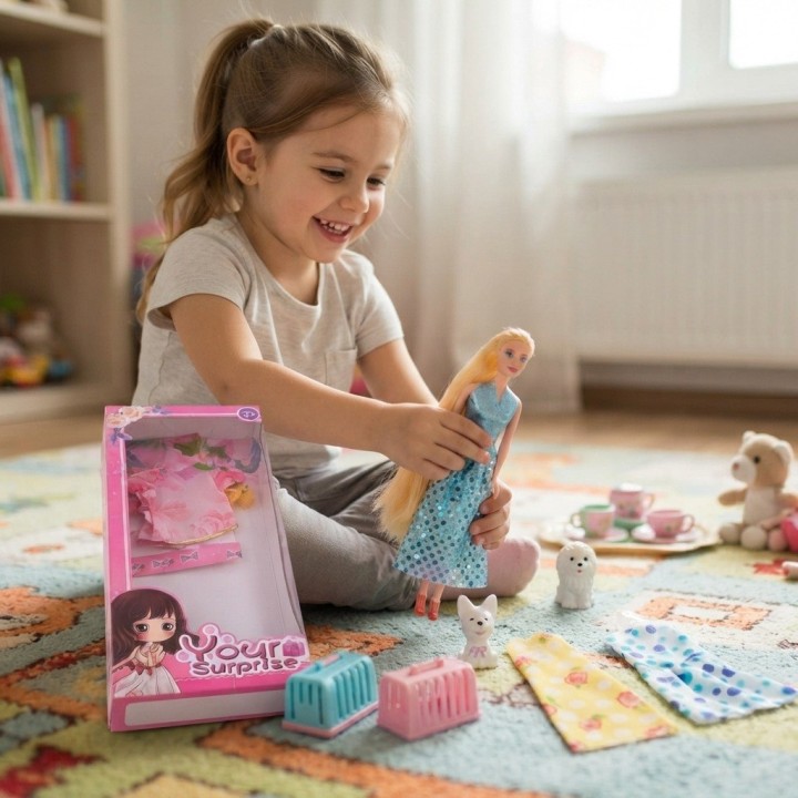 Set Muñeca Your Surprise Con Perrito Y Vestidos