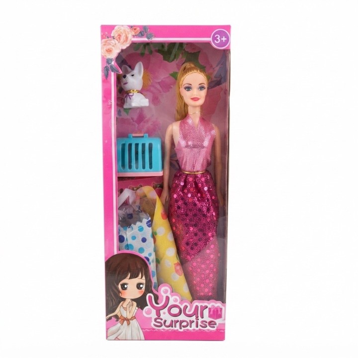 Set Muñeca Your Surprise Con Perrito Y Vestidos