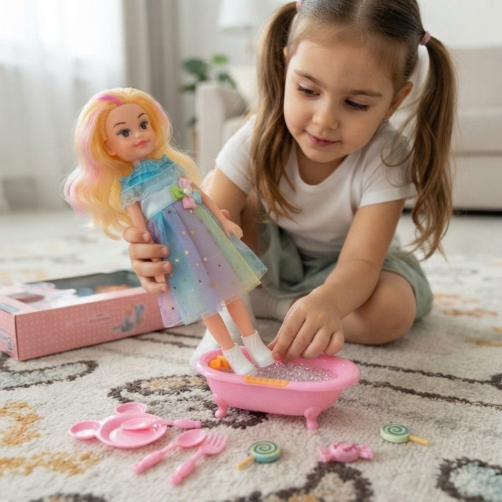 Set Muñeca Beauty Lovely Girl Con Bañera Niñas
