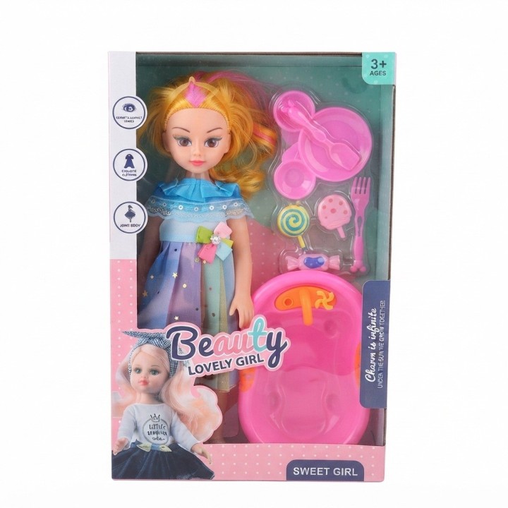 Set Muñeca Beauty Lovely Girl Con Bañera Niñas