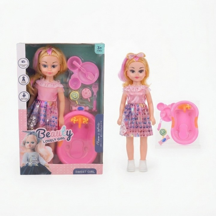 Set Muñeca Beauty Lovely Girl Con Bañera Niñas