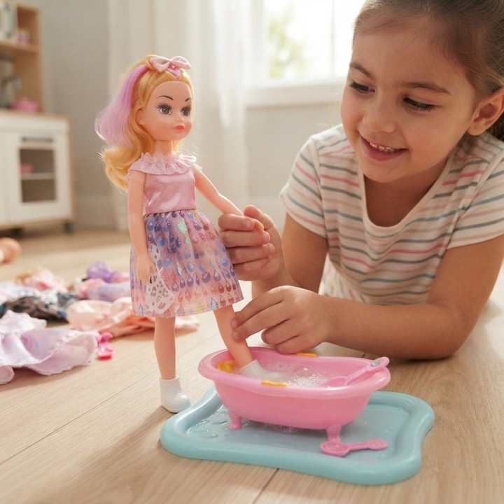 Set Muñeca Beauty Lovely Girl Con Bañera Niñas