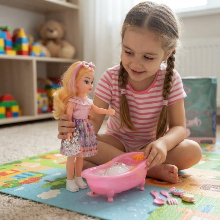 Set Muñeca Beauty Lovely Girl Con Bañera Niñas