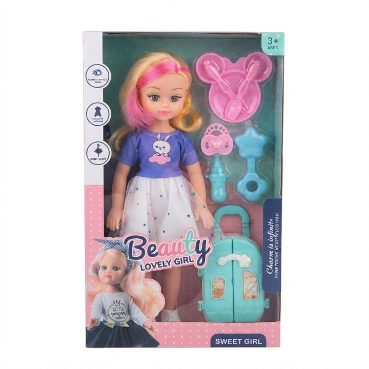 Set Muñeca Beauty Lovely Girl Con Nevera Y Accesorios