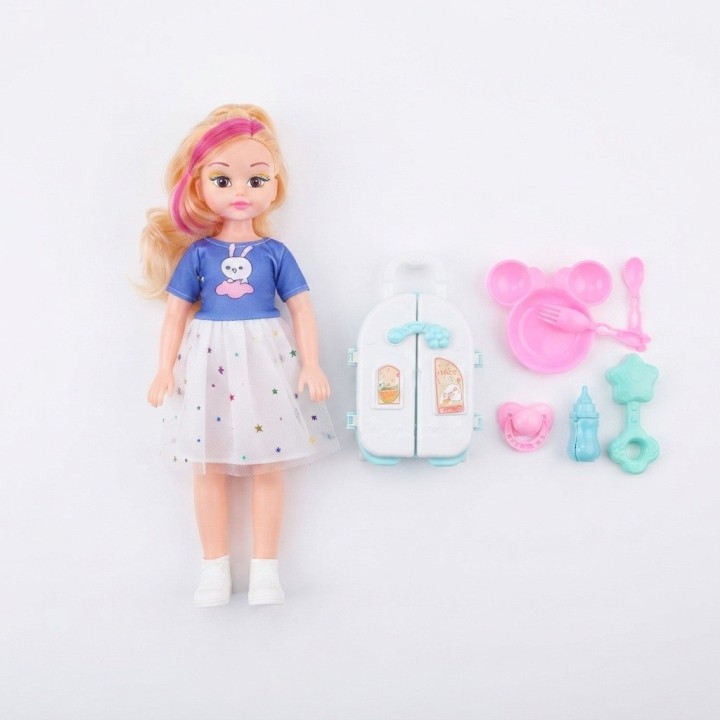 Set Muñeca Beauty Lovely Girl Con Nevera Y Accesorios