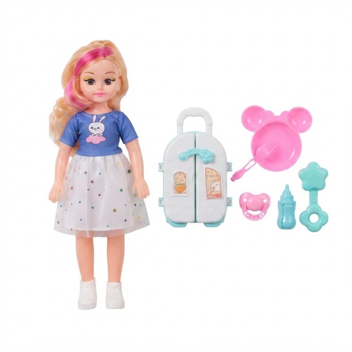 Set Muñeca Beauty Lovely Girl Con Nevera Y Accesorios