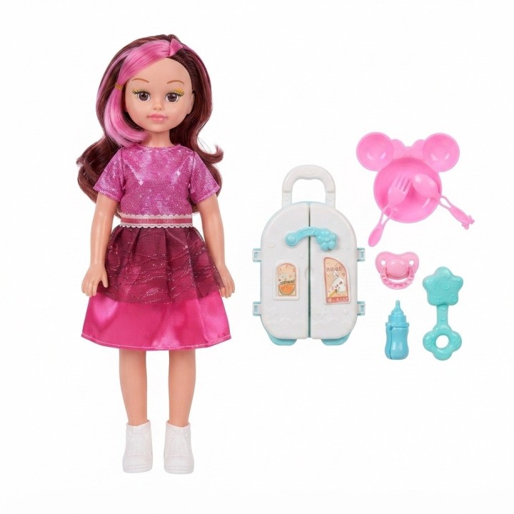 Set Muñeca Beauty Lovely Girl Con Nevera Y Accesorios