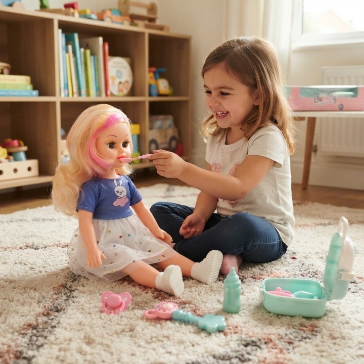 Set Muñeca Beauty Lovely Girl Con Nevera Y Accesorios