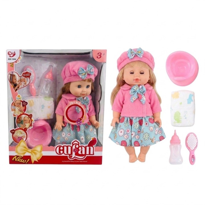 Set Muñeca Bebé Cufan Con Bacinilla Pañal Y Accesorios