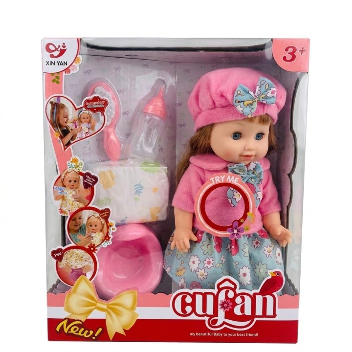 Set Muñeca Bebé Cufan Con Bacinilla Pañal Y Accesorios