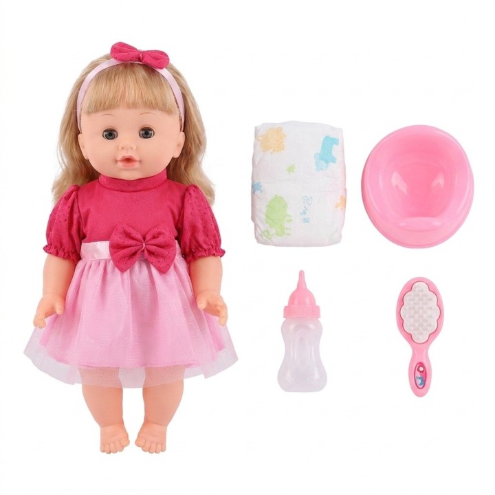 Set Muñeca Bebé Cufan Hace Pipí Con Pañal Y Accesorios