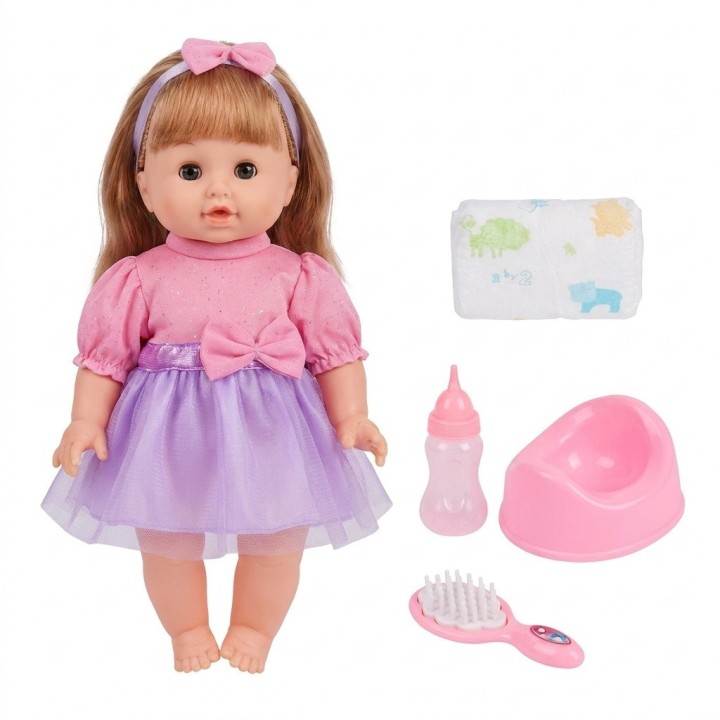 Set Muñeca Bebé Cufan Hace Pipí Con Pañal Y Accesorios