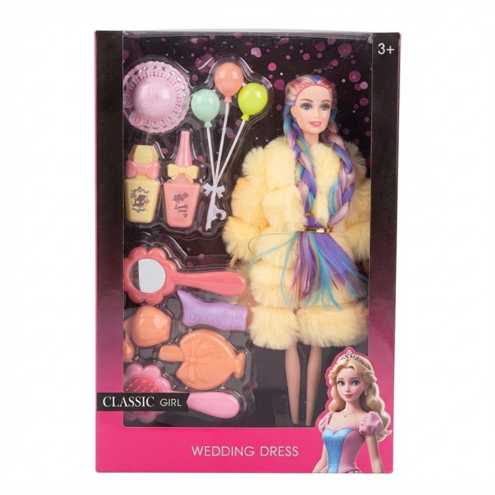 Muñeca Con Trenzas Multicolor Y Set De Accesorios Belleza