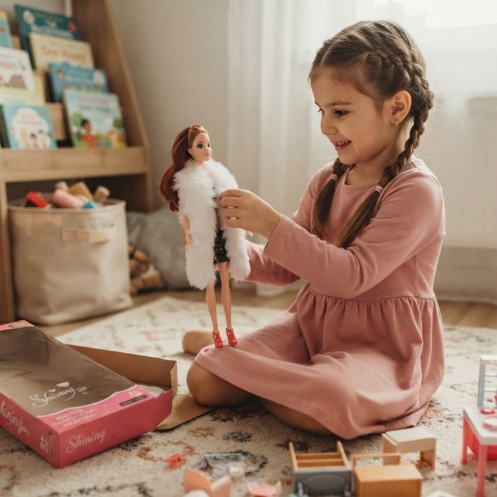 Muñeca Fashion Angel Con Abrigo Y Lentejuelas